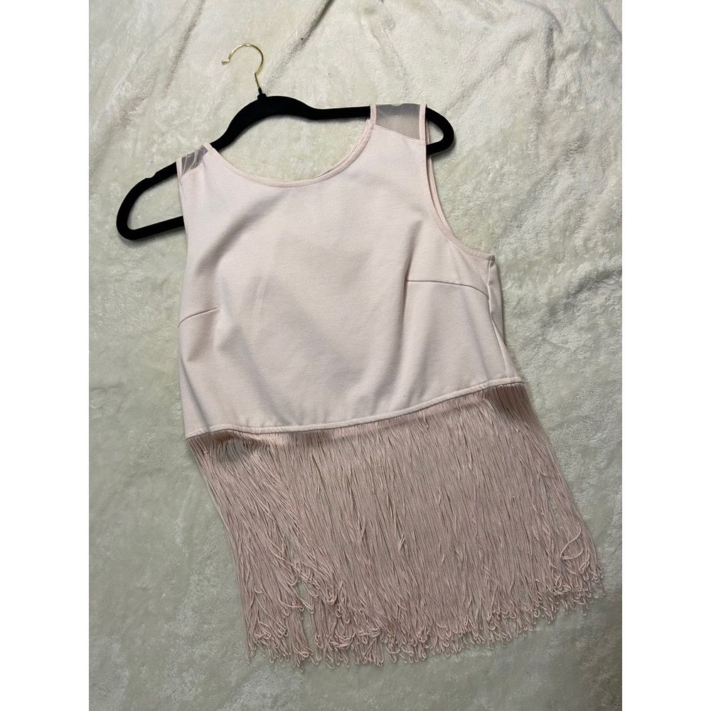 BCBG Pink Blush Fringe Crop Top